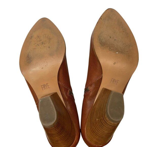 Frye Reina Western Ankle Bootie Boots 10M Cognac Brown Leather Fall 3479257-COG - Picture 8 of 13